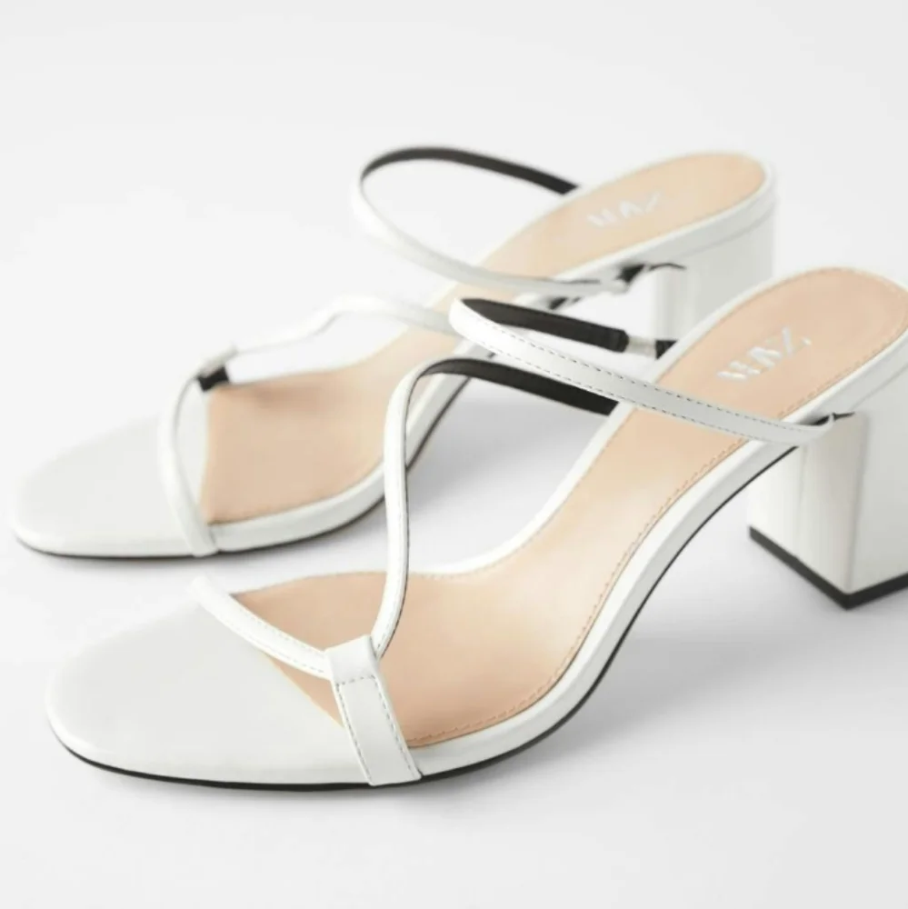 Zara White Strappy Heeled Sandals - Picture 2 of 7